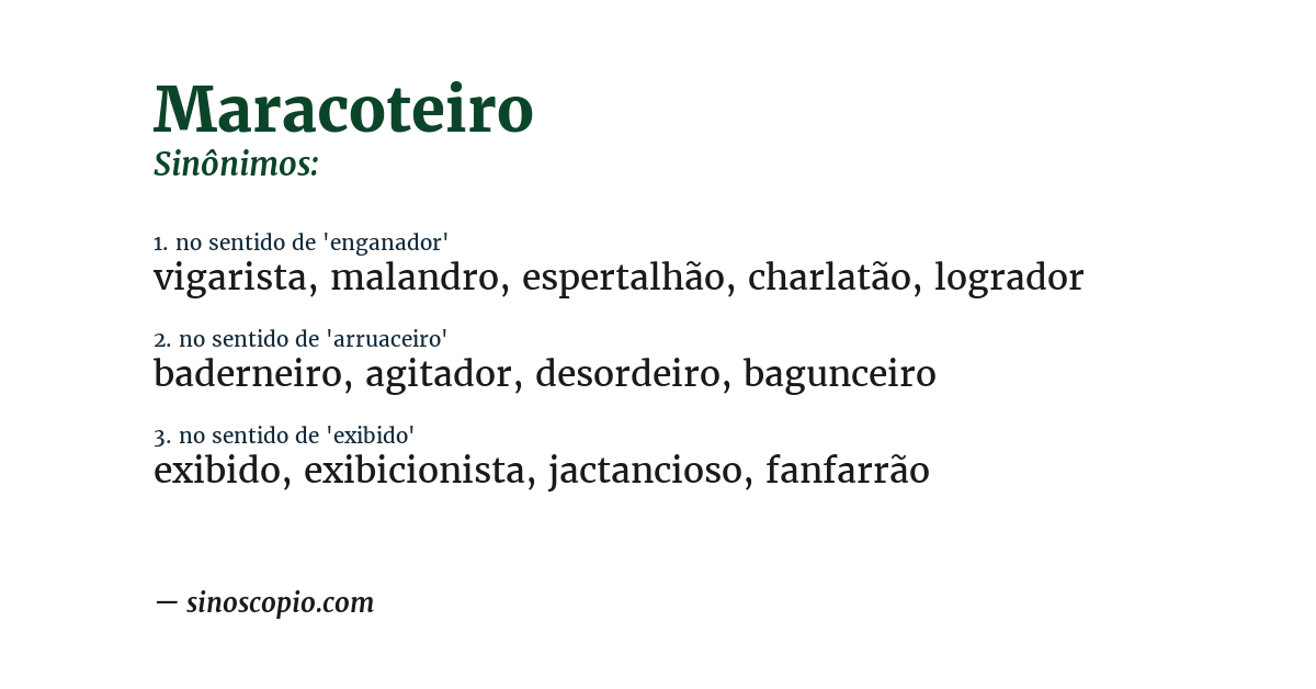 Sinônimo de maracoteiro