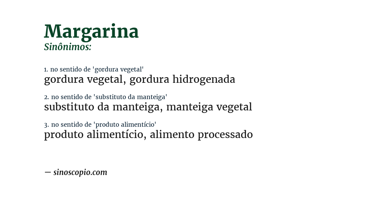 Sinônimo de margarina