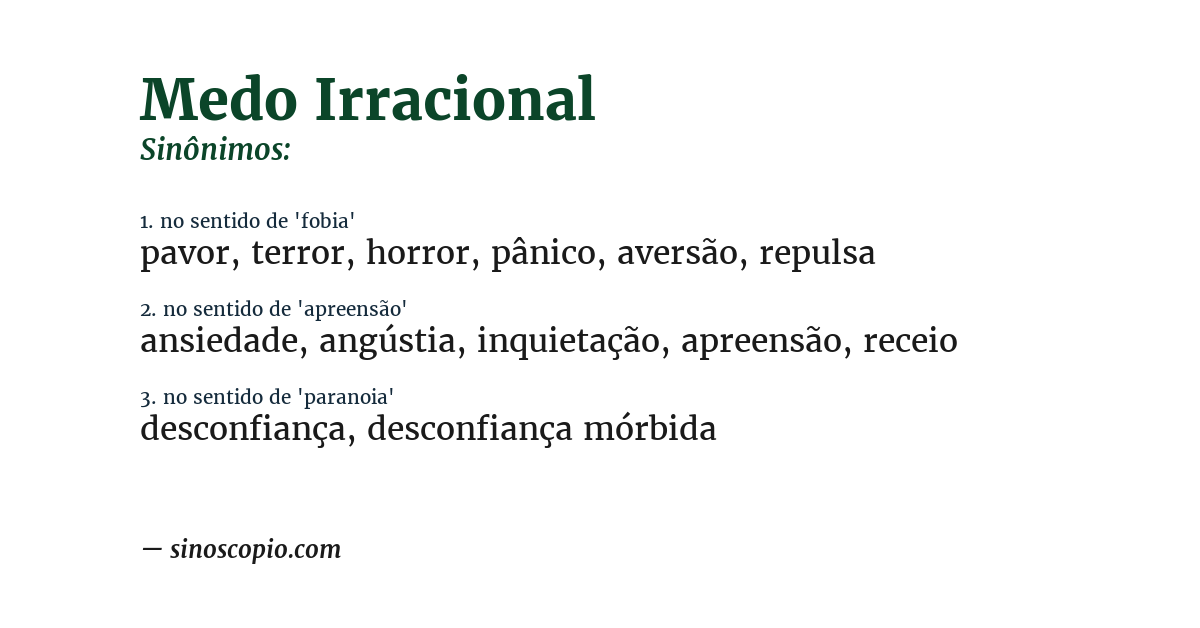 Sinônimo de medo irracional