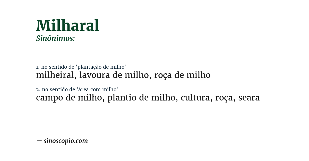 Sinônimo de milharal