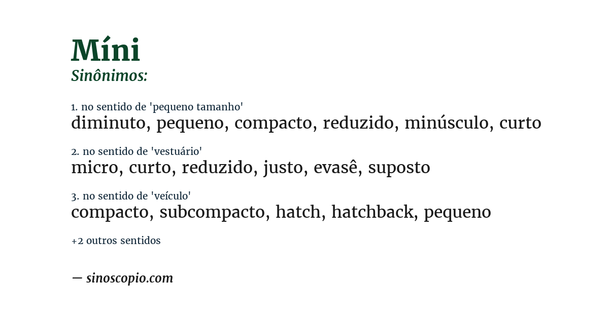 Sinônimo de míni