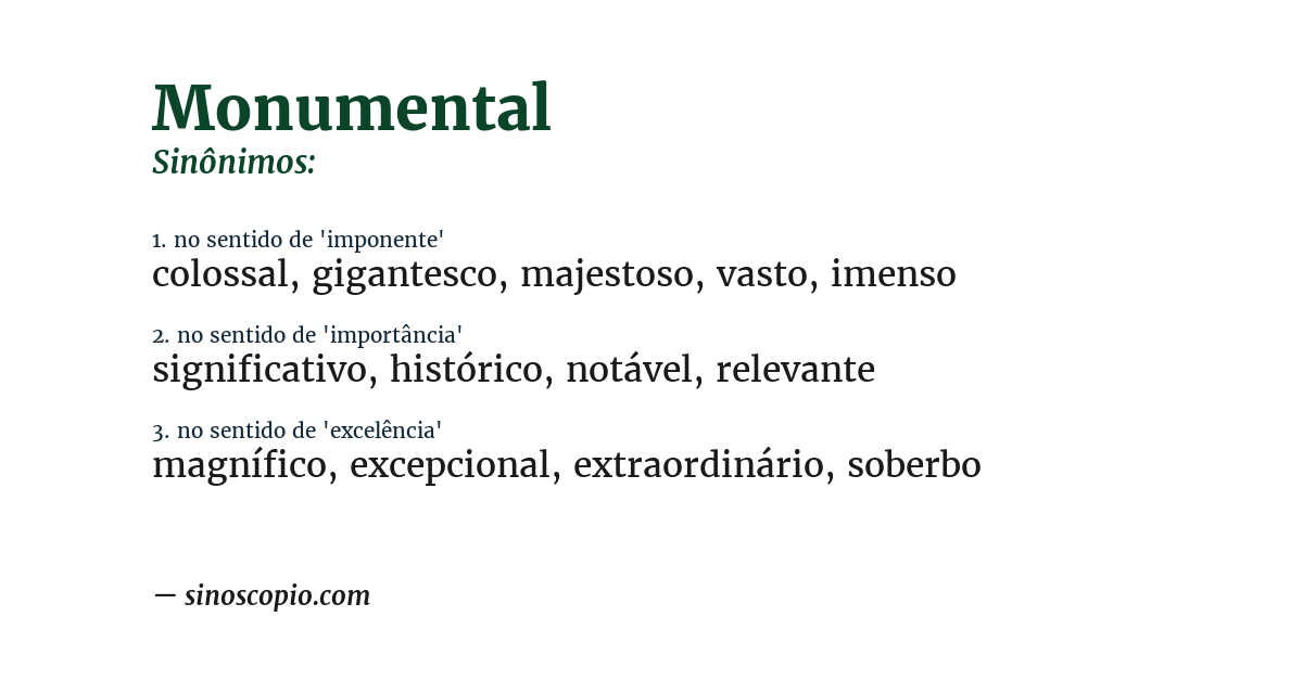 Sinônimo de monumental