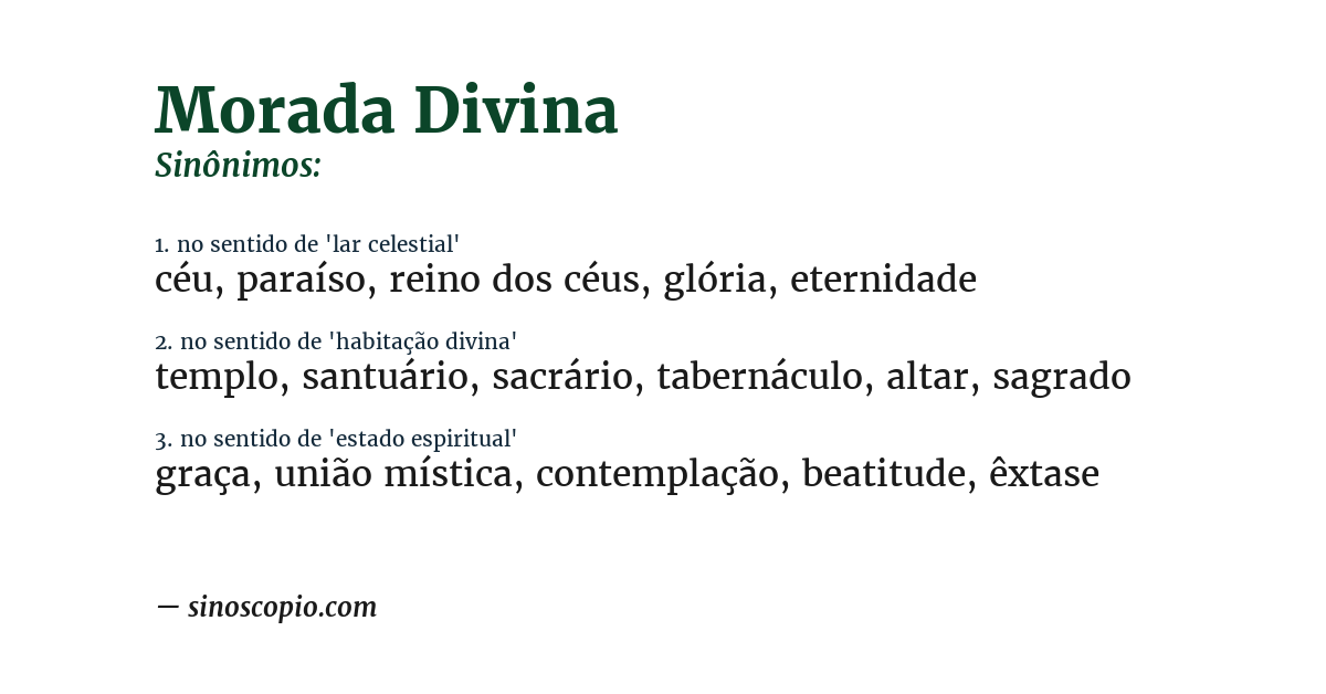 Sinônimo de morada divina