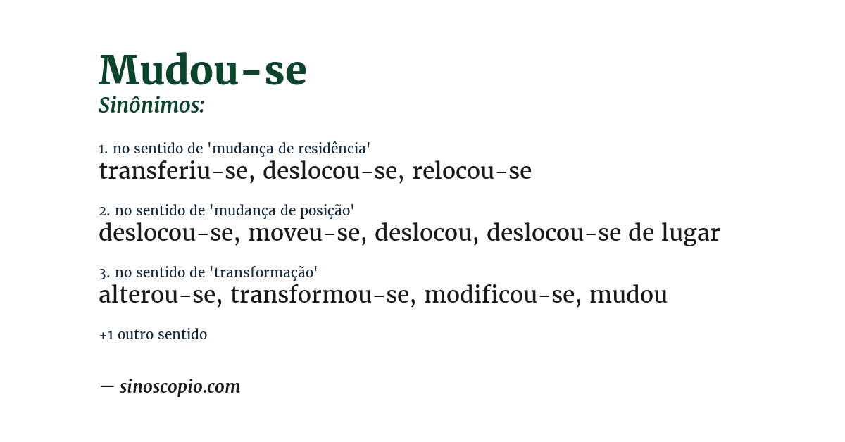 Sinônimo de mudou-se