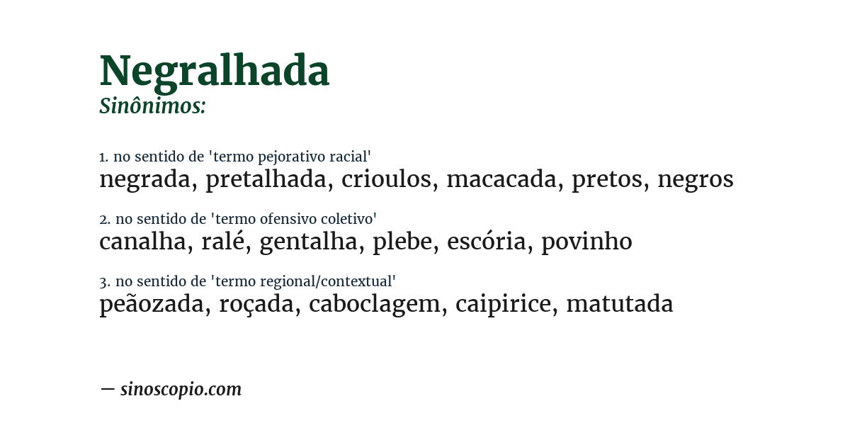 Sinônimo de negralhada