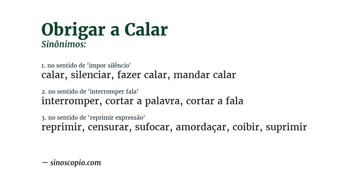 Sinônimo de obrigar a calar