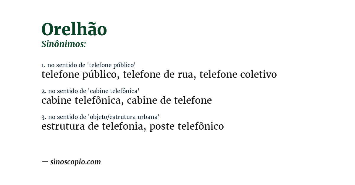 Sinônimo de orelhão