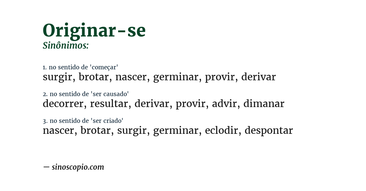 Sinônimo de originar-se
