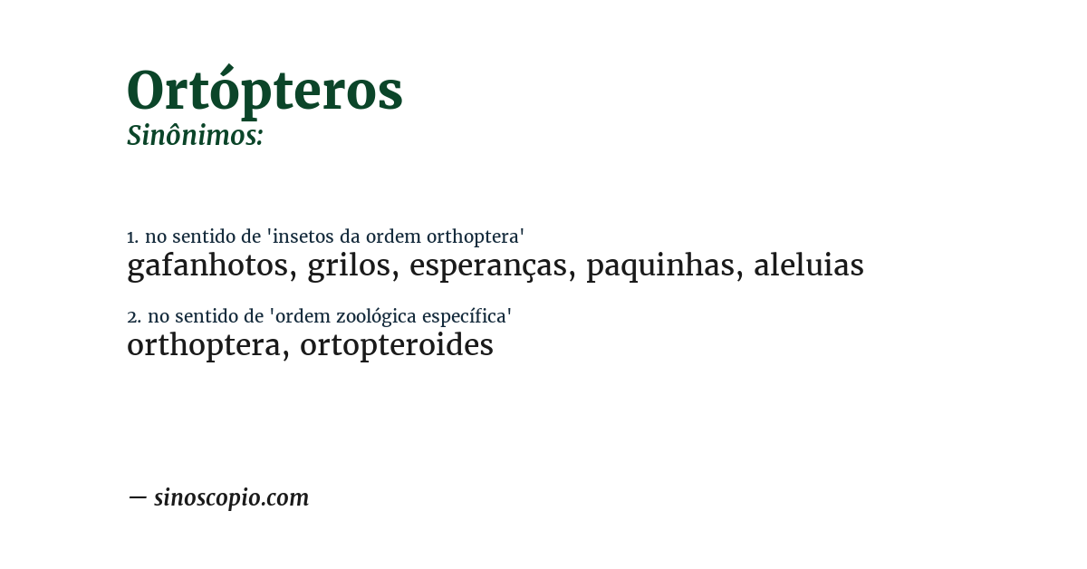 Sinônimo de ortópteros