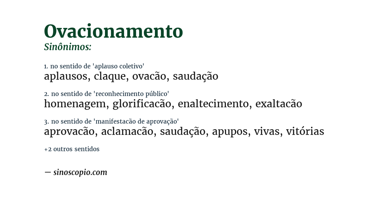 Sinônimo de ovacionamento