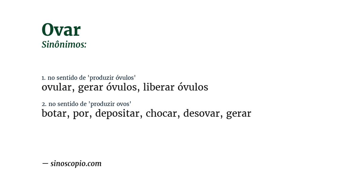 Sinônimo de ovar