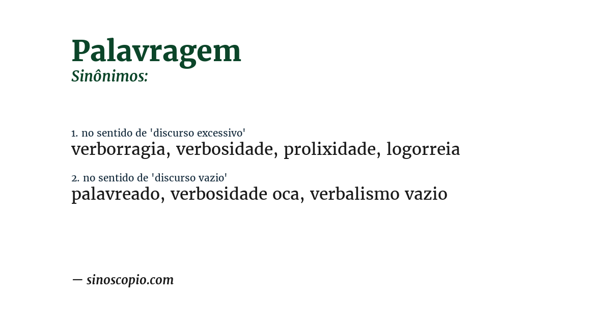 Sinônimo de palavragem