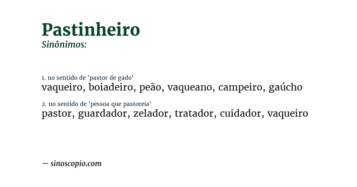 Sinônimo de pastinheiro