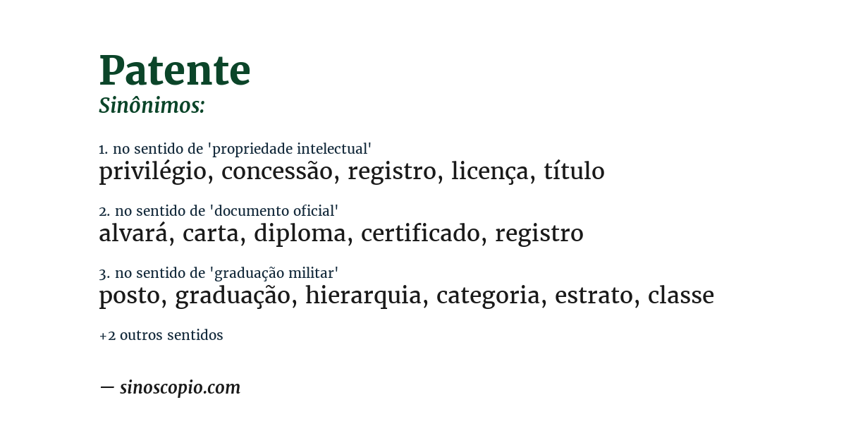 Sinônimo de patente
