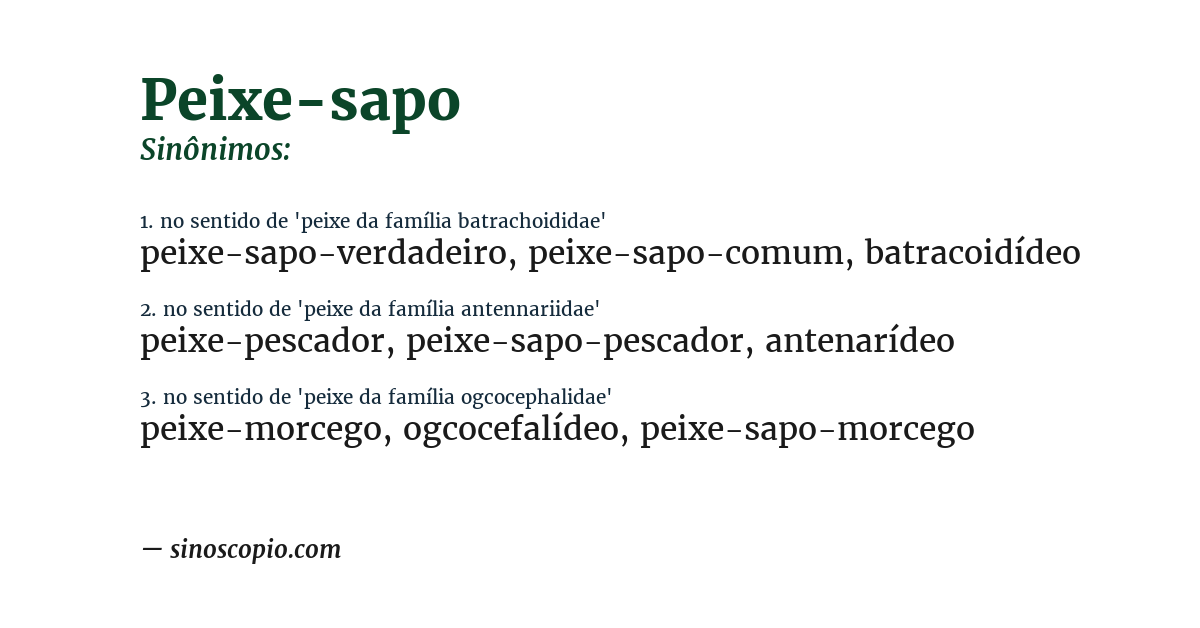 Sinônimo de peixe-sapo
