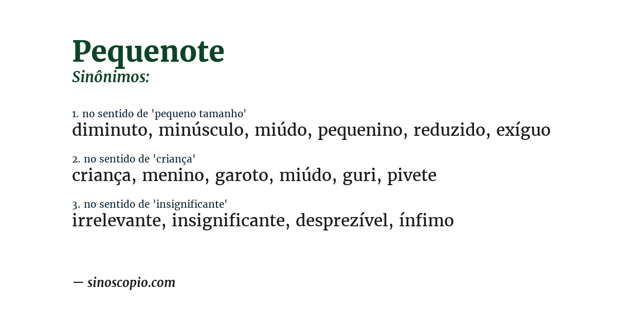 Sinônimo de pequenote