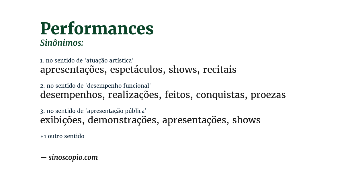 Sinônimo de performances