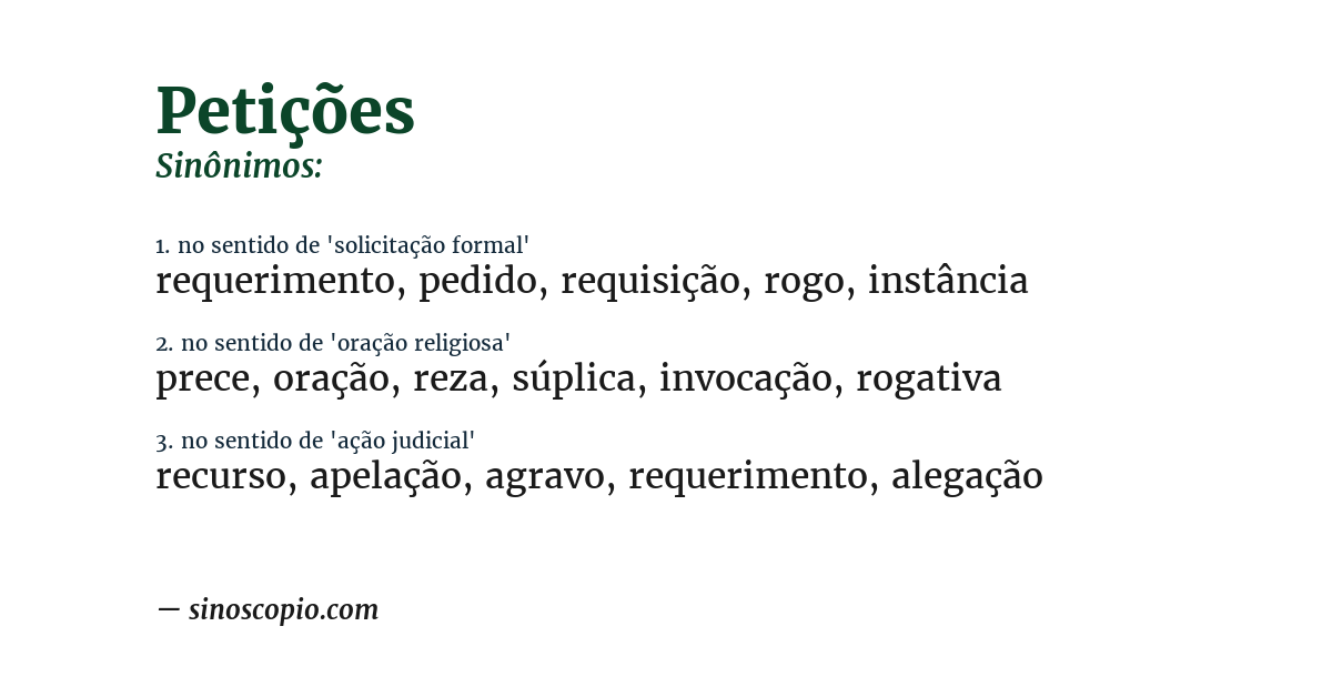 Sinônimo de petições