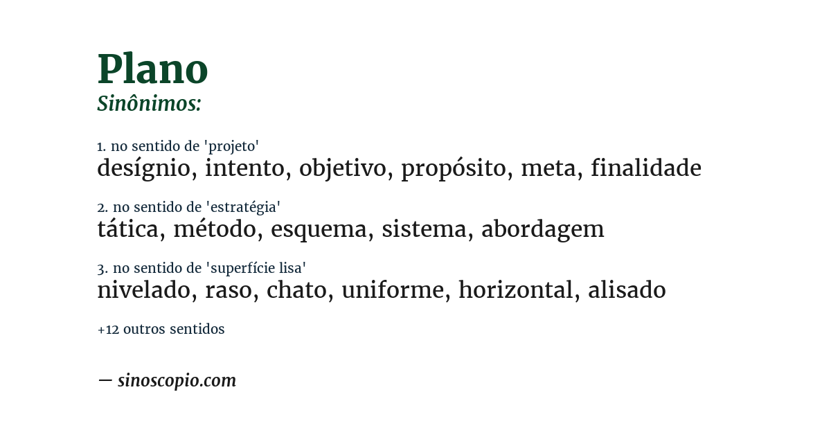 Sinônimo de plano