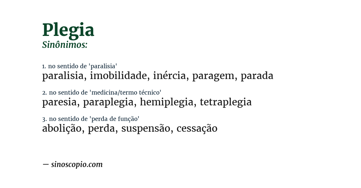 Sinônimo de plegia