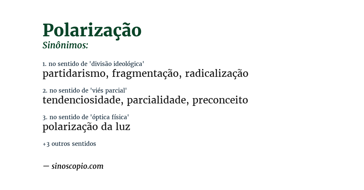 Sinônimo de polarização