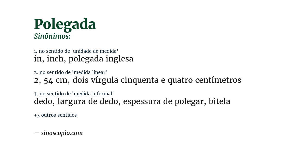 Sinônimo de polegada