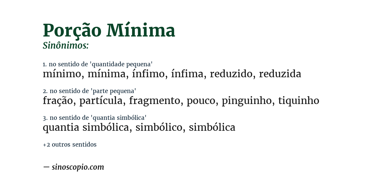 Sinônimo de porção mínima