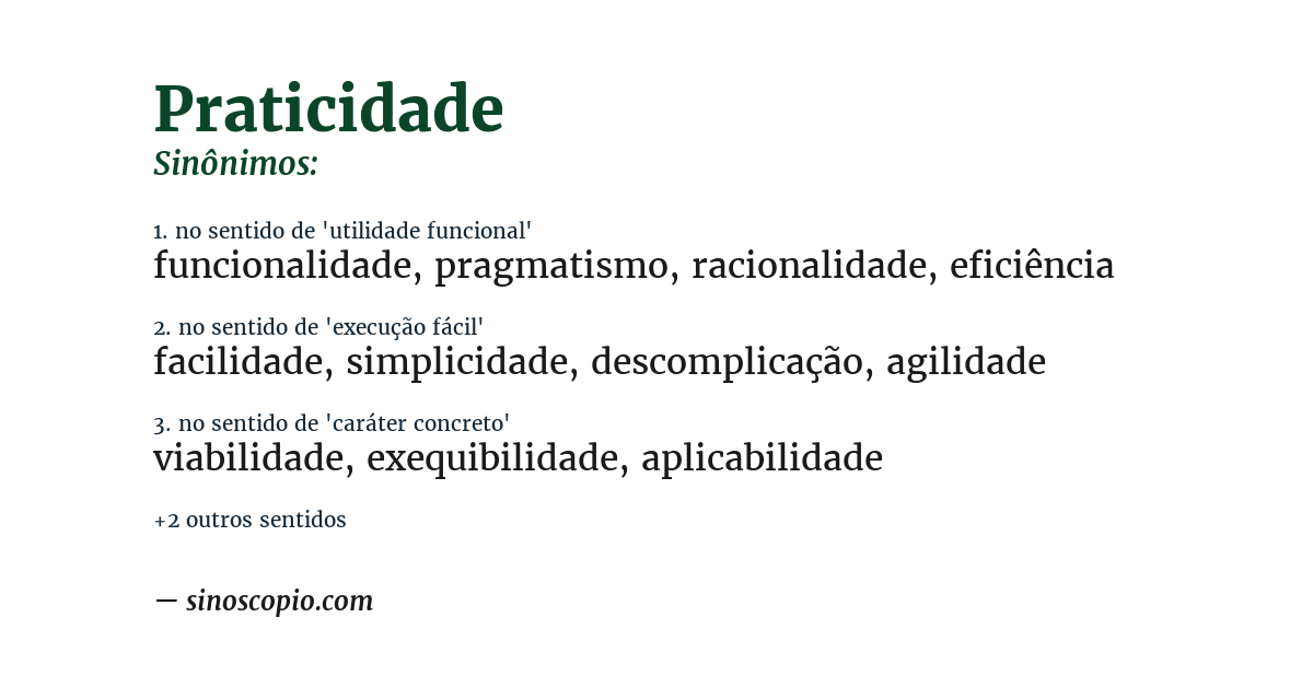 Sinônimo de praticidade