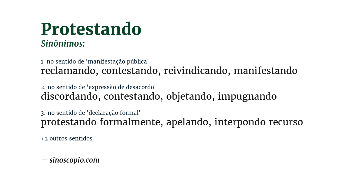 Sinônimo de protestando