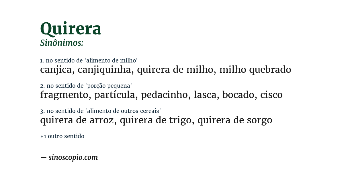 Sinônimo de quirera
