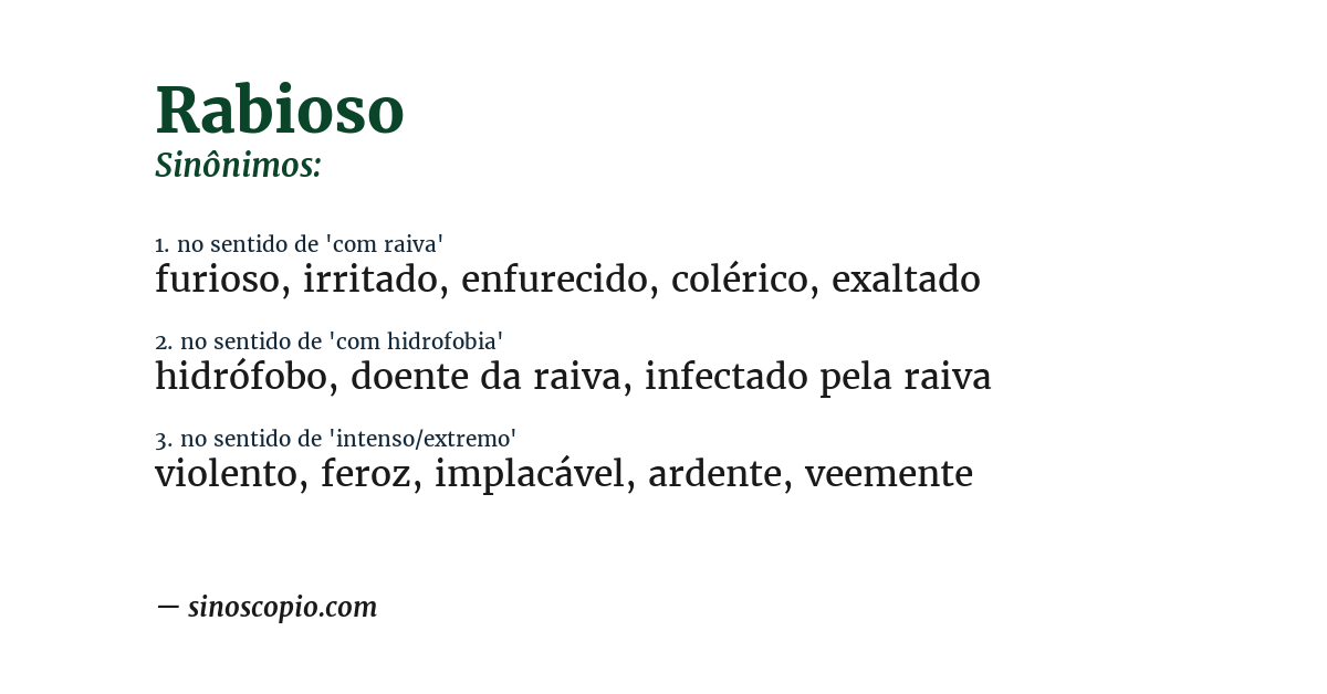 Sinônimo de rabioso