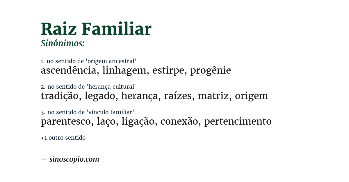 Sinônimo de raiz familiar
