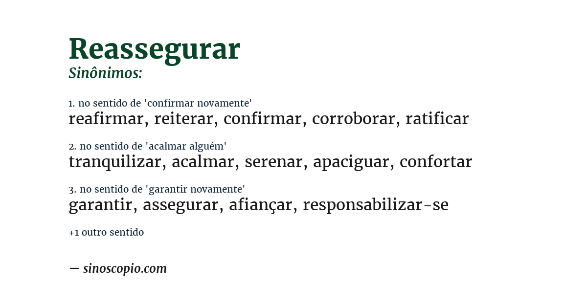 Sinônimo de reassegurar
