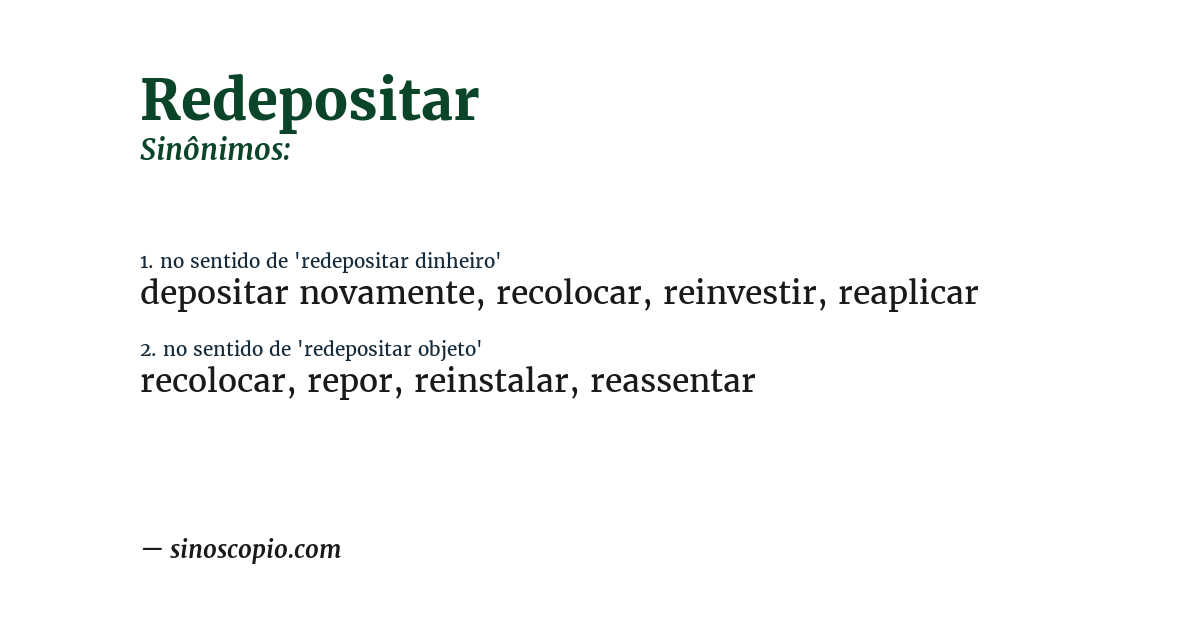 Sinônimo de redepositar