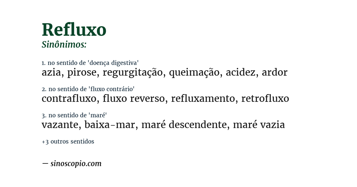 Sinônimo de refluxo