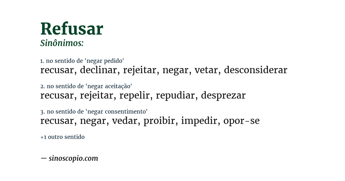 Sinônimo de refusar