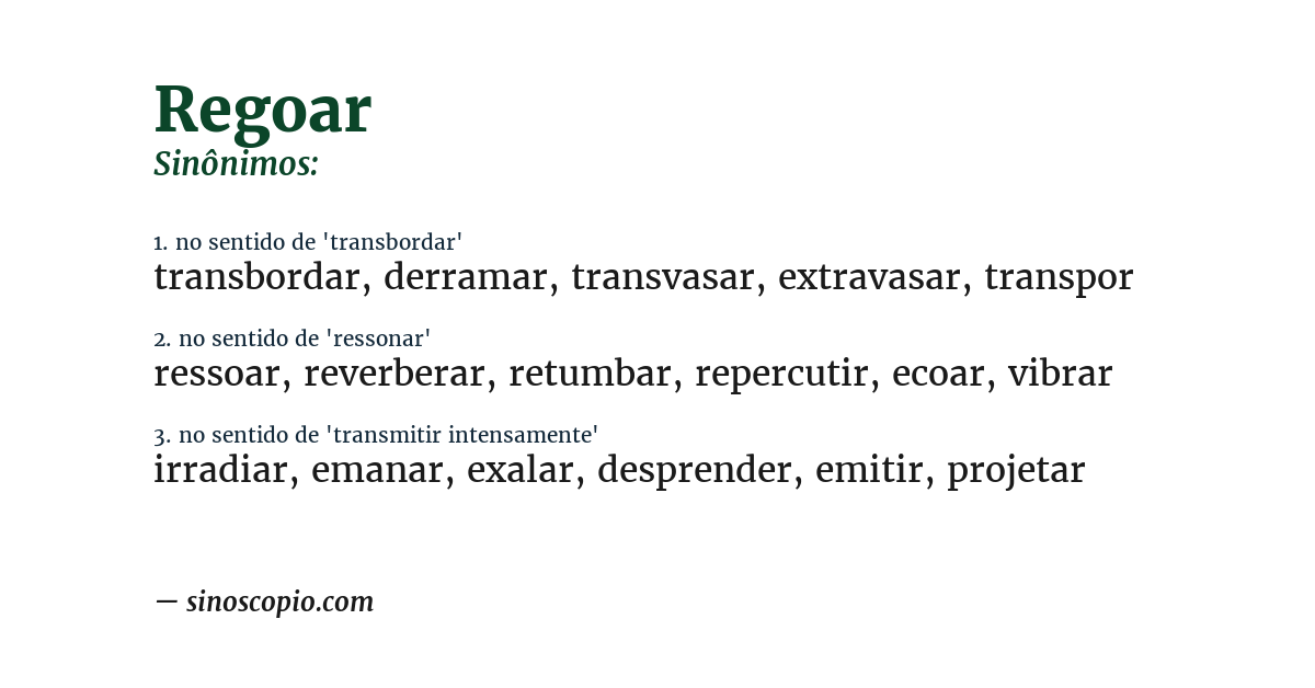 Sinônimo de regoar
