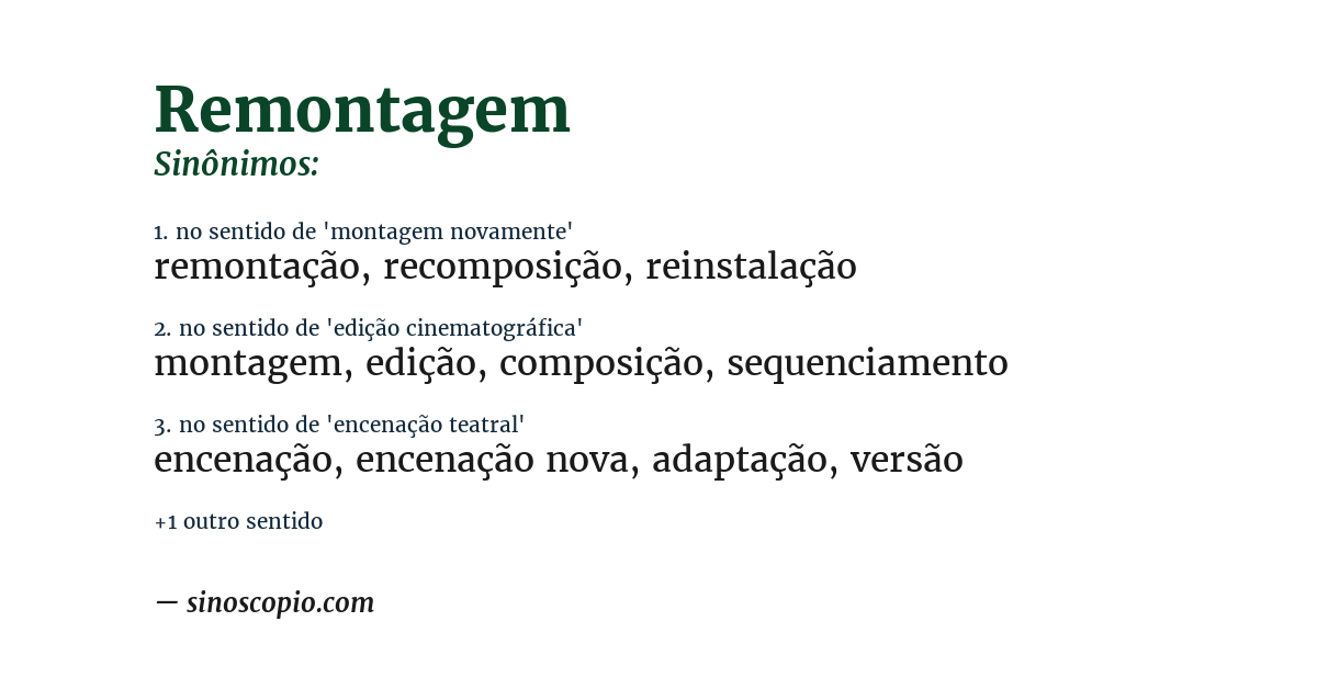 Sinônimo de remontagem