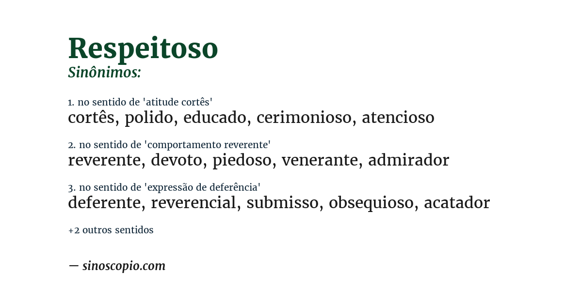 Sinônimo de respeitoso
