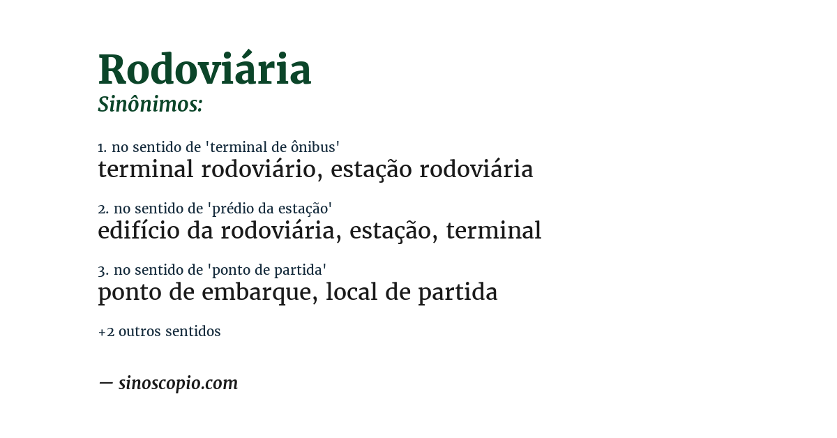 Sinônimo de rodoviária