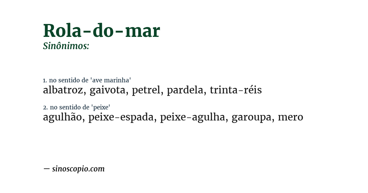 Sinônimo de rola-do-mar