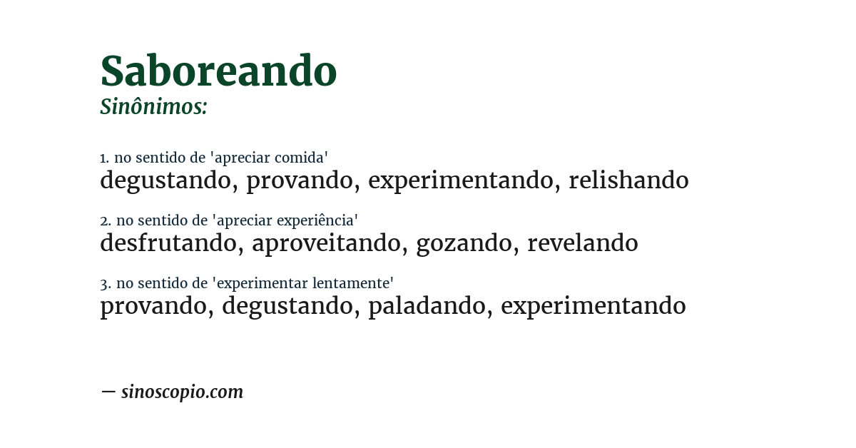 Sinônimo de saboreando