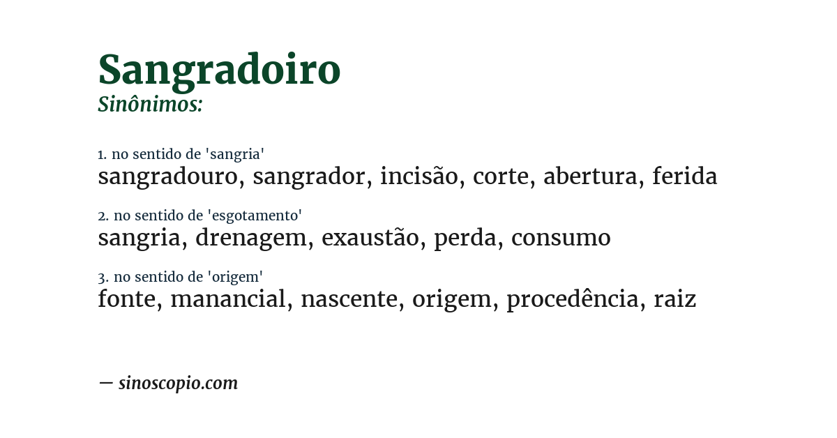 Sinônimo de sangradoiro