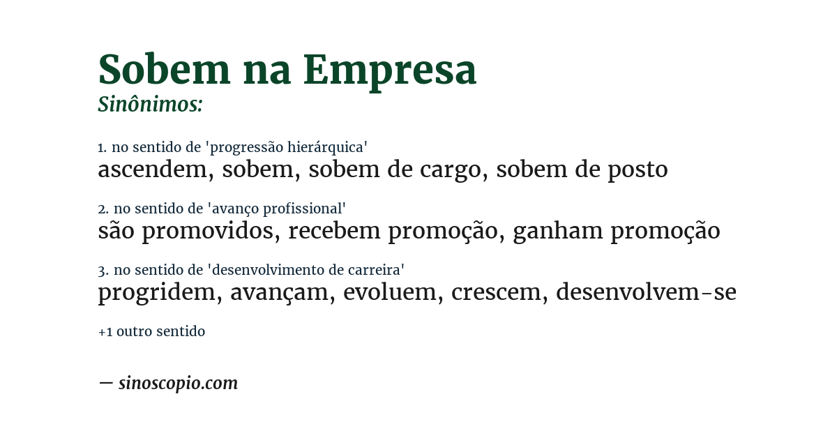 Sinônimo de sobem na empresa