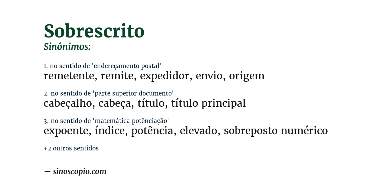 Sinônimo de sobrescrito
