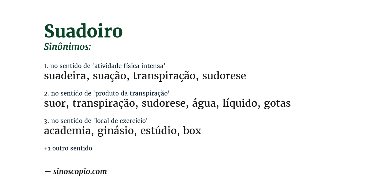 Sinônimo de suadoiro
