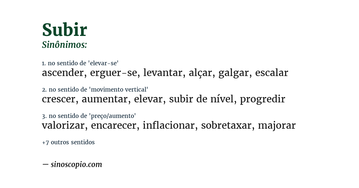 Sinônimo de subir