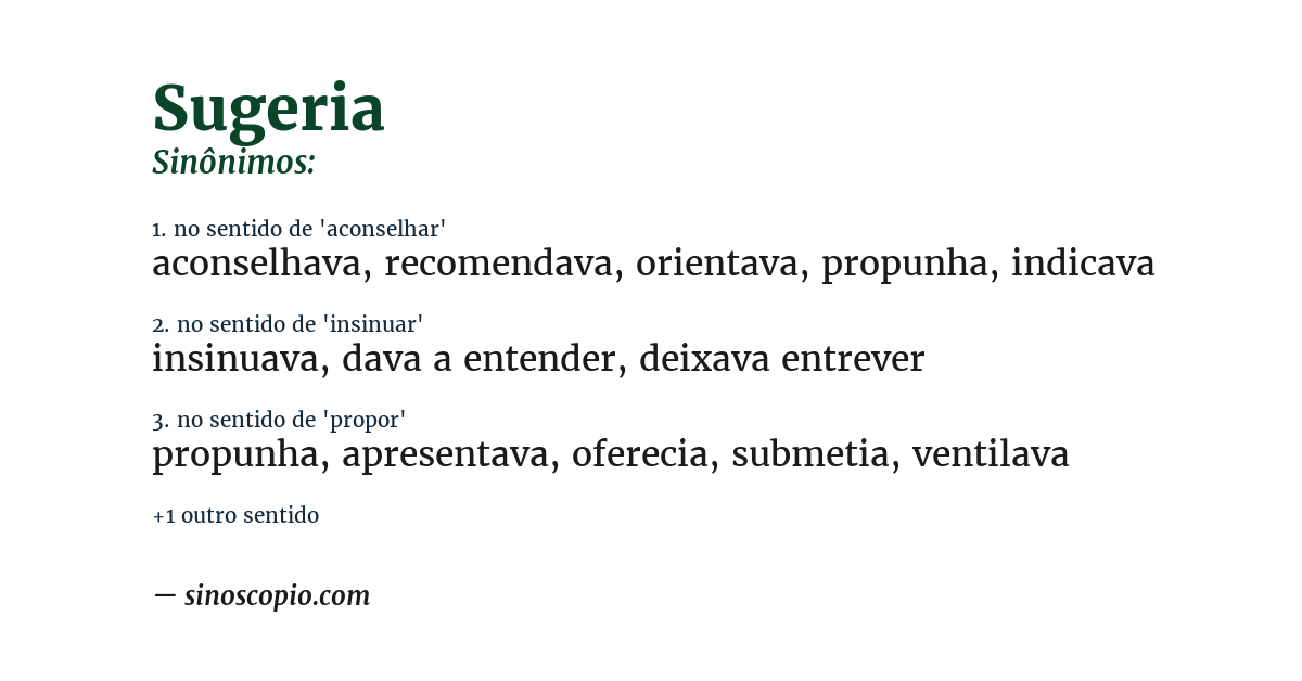 Sinônimo de sugeria
