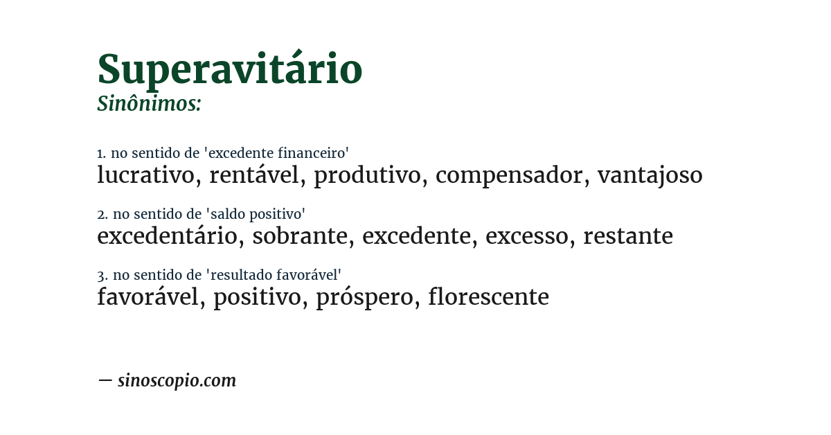 Sinônimo de superavitário