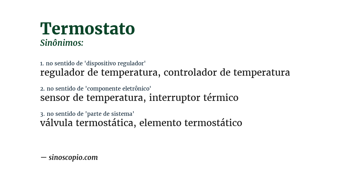 Sinônimo de termostato